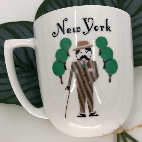 Francois et Mimi White Green Black World Cities New York 14 oz Coffee Tea Mug - Picture 4 of 4